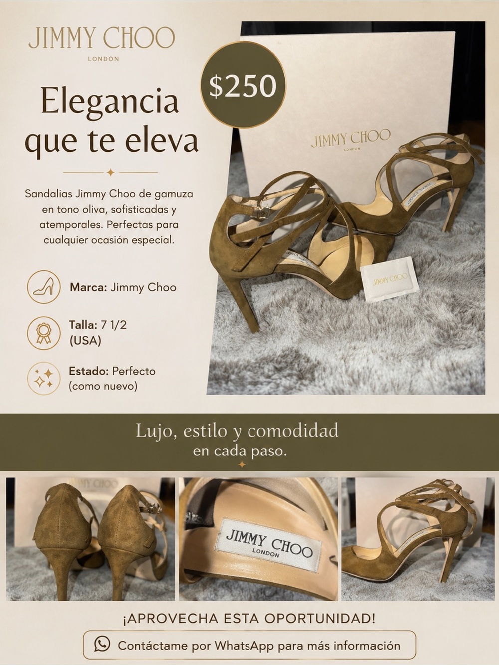 Jimmy Choo Olive Suede Strappy Sandals